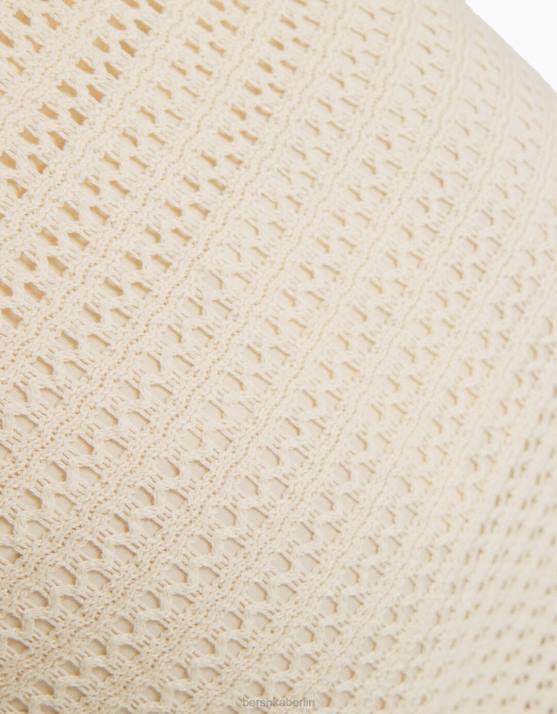 Beige Bershka Frauen rustikaler gehäkelter Midirock H00J1884