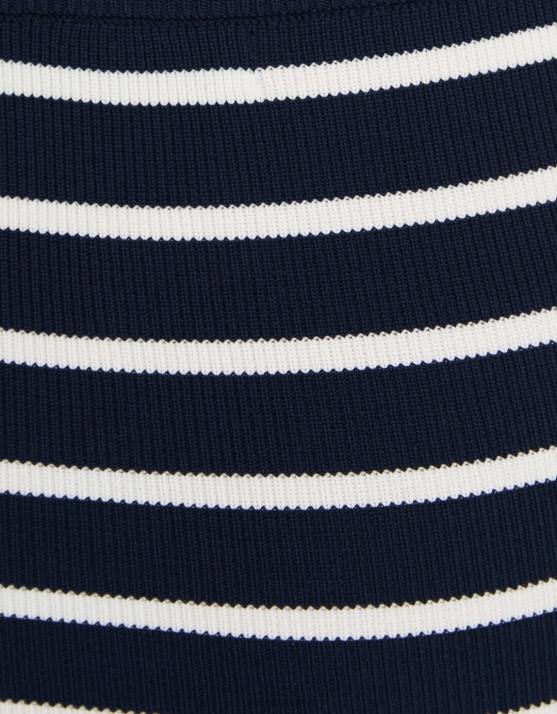 Blau Bershka Frauen Gestreifter Midirock aus Strick H00J984