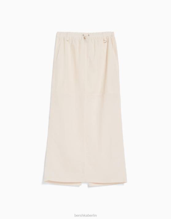 Creme Bershka Frauen Maxirock aus Nylon H00J1671