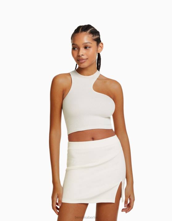 Creme Bershka Frauen gerippter Minirock H00J1651