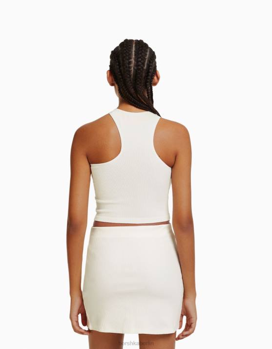 Creme Bershka Frauen gerippter Minirock H00J1651