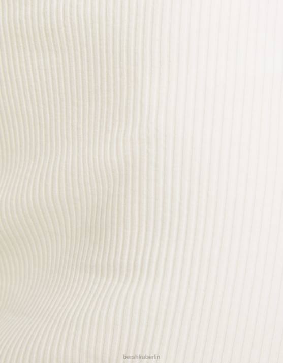 Creme Bershka Frauen gerippter Minirock H00J1651