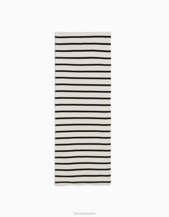 Creme Bershka Frauen gestreifter Midirock H00J1622