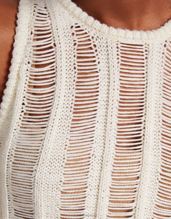 Creme Bershka Frauen langer, offen gestrickter Rock H00J1882