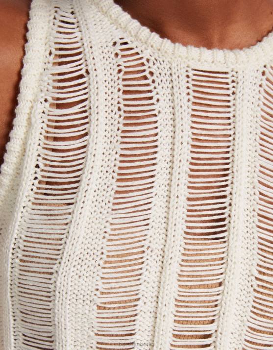 Creme Bershka Frauen langer, offen gestrickter Rock H00J959