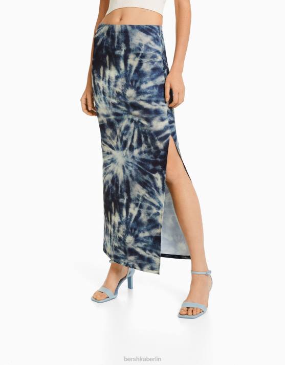 Dunkelblau Bershka Frauen langer Rock H00J1826