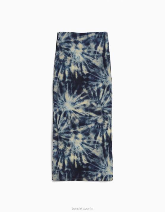Dunkelblau Bershka Frauen langer Rock H00J1826