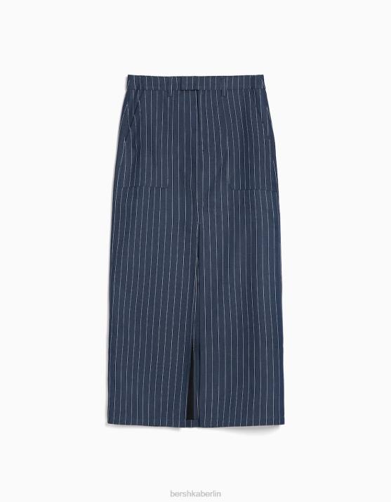Dunkelblau Bershka Frauen maßgeschneiderter Midirock H00J1640