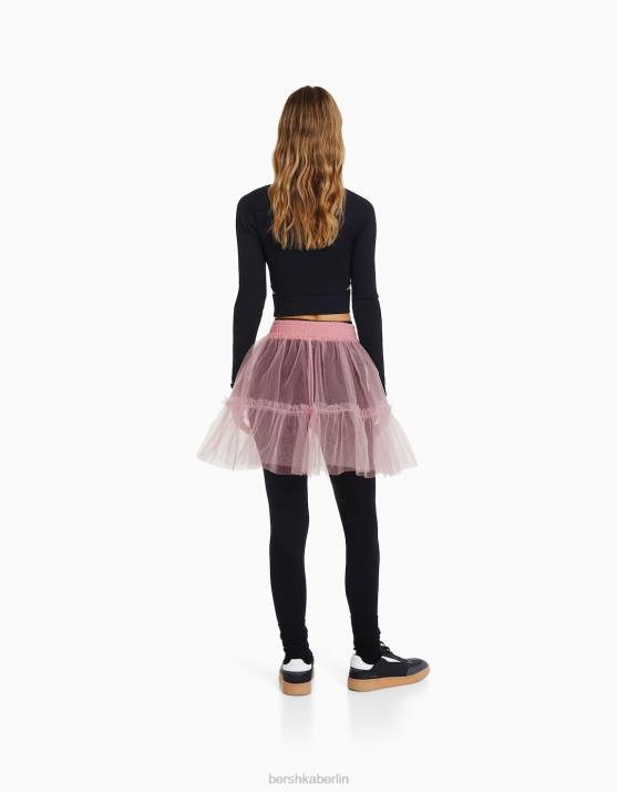 Rosa Bershka Frauen Ballerina-Minirock aus Tüll H00J1669