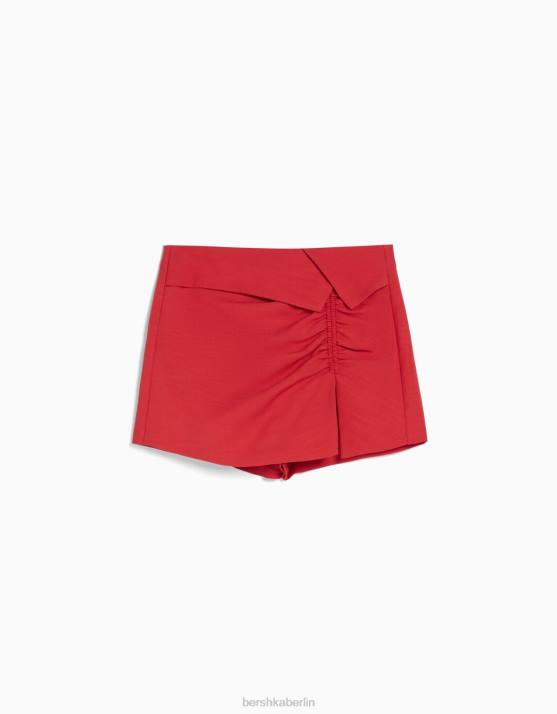 Rot Bershka Frauen Rustikaler geraffter Skort H00J1654