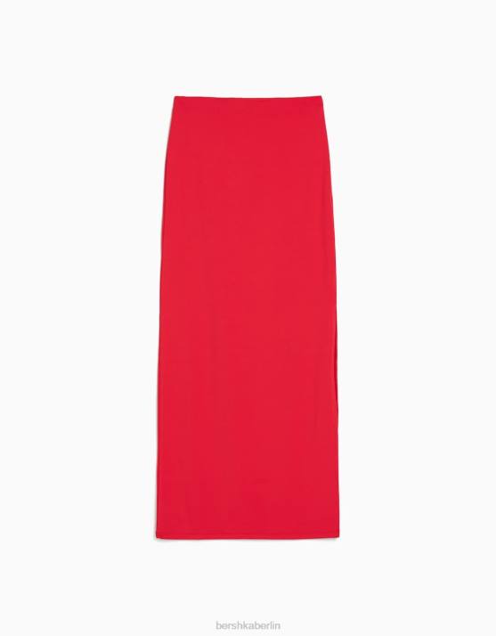 Rot Bershka Frauen langer Rock H00J1630