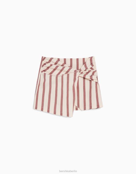 Sand Bershka Frauen Gestreifter, geknoteter Minirock H00J1661