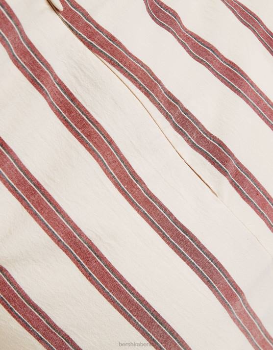 Sand Bershka Frauen Gestreifter, geknoteter Minirock H00J1661