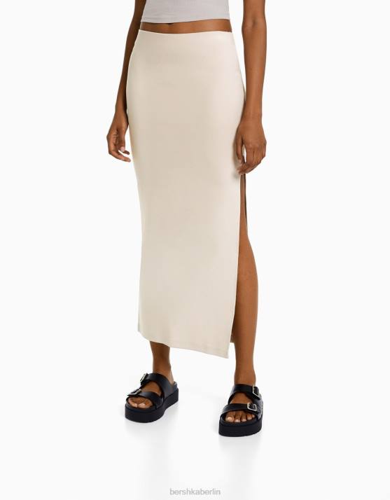 Sand Bershka Frauen langer Baumwollrock H00J1659