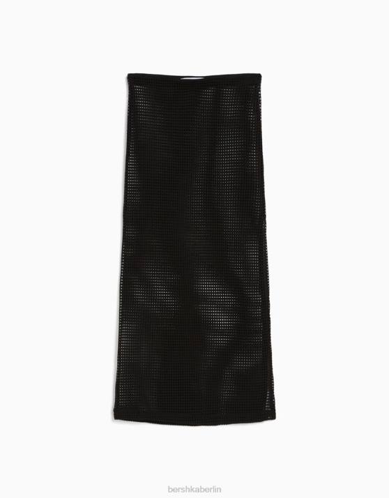 Schwarz Bershka Frauen Mesh-Midirock H00J2030