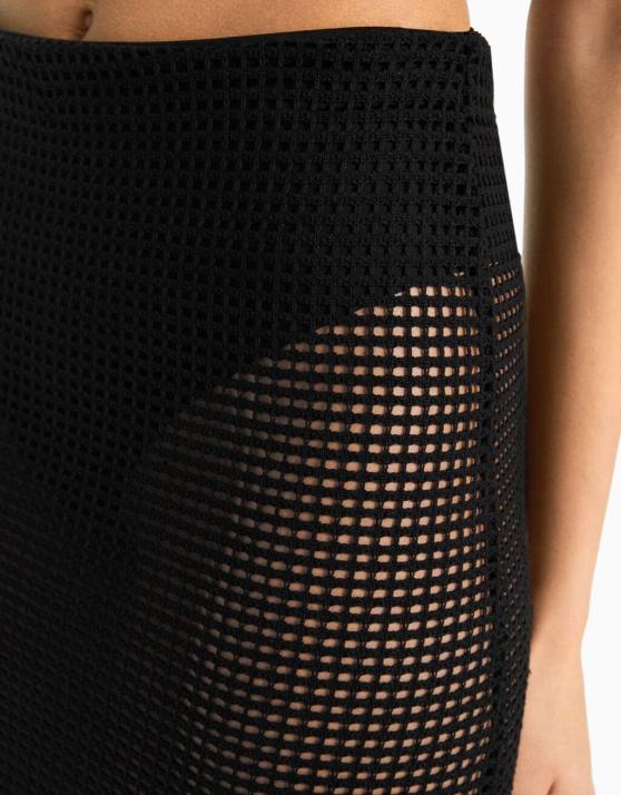 Schwarz Bershka Frauen Mesh-Midirock H00J2030