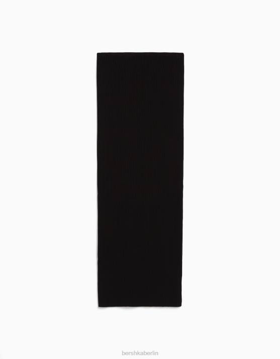 Schwarz Bershka Frauen Midirock aus Rippstrick H00J956