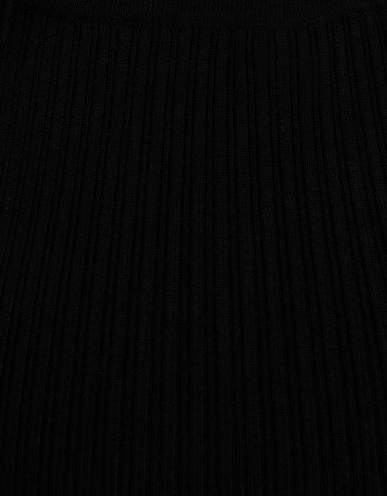 Schwarz Bershka Frauen Midirock aus Rippstrick H00J956