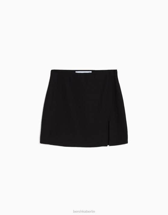 Schwarz Bershka Frauen gerippter Minirock H00J1650