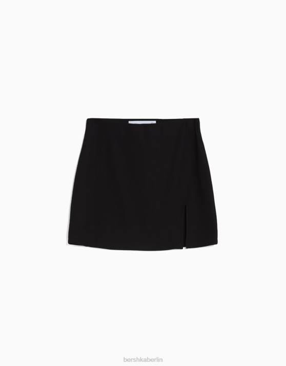 Schwarz Bershka Frauen gerippter Minirock H00J2020