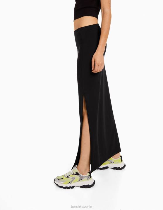 Schwarz Bershka Frauen langer Rock H00J1639
