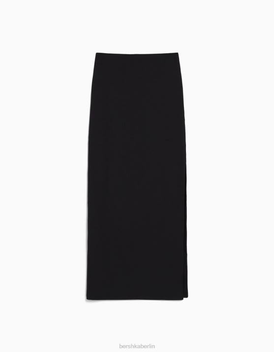 Schwarz Bershka Frauen langer Rock H00J1639