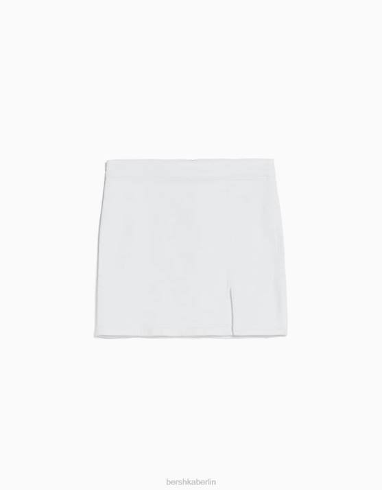 Weiss Bershka Frauen Bequemer Mini-Jeansrock H00J1674