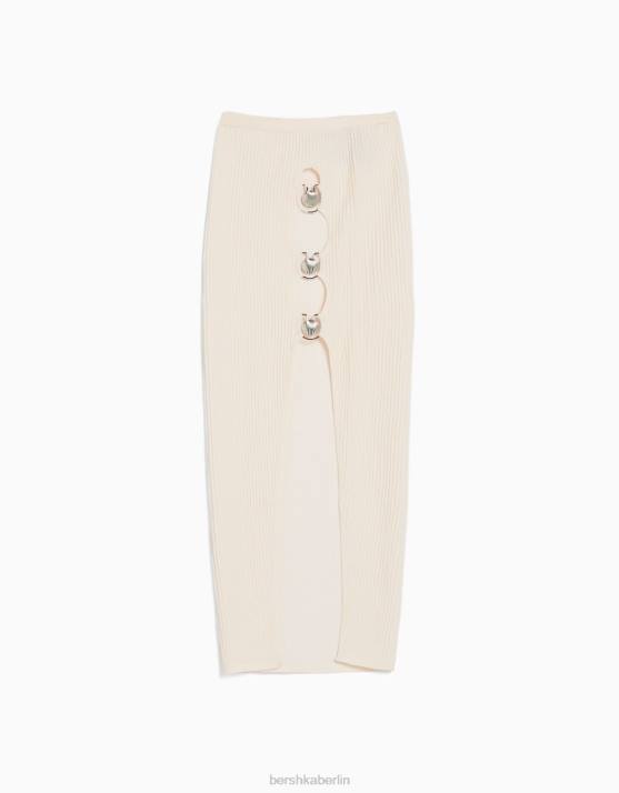 Weiss Bershka Frauen Nahtloser Midirock mit Details H00J1656