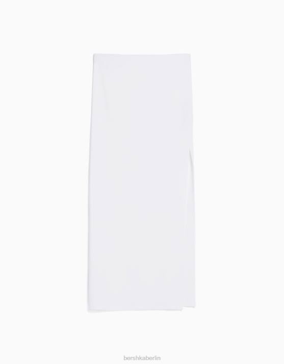 Weiss Bershka Frauen langer Baumwollrock H00J1657