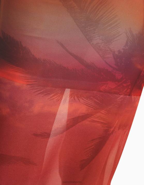 andere Bershka Frauen Midirock aus bedrucktem Tüll H00J1645