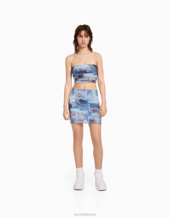 andere Bershka Frauen Minirock mit Mesh-Print H00J1673