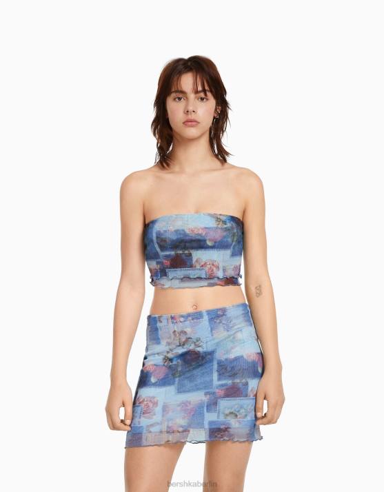 andere Bershka Frauen Minirock mit Mesh-Print H00J1673