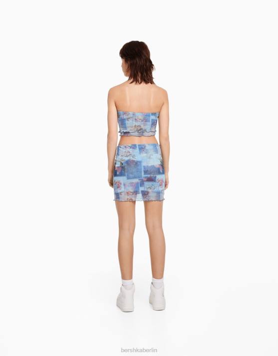 andere Bershka Frauen Minirock mit Mesh-Print H00J1673