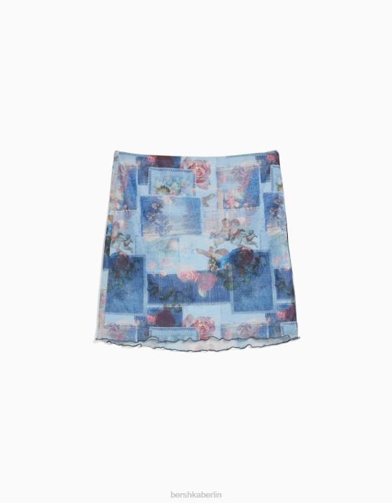 andere Bershka Frauen Minirock mit Mesh-Print H00J1673