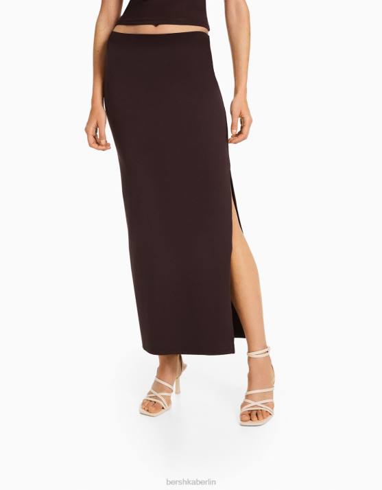 braun Bershka Frauen langer Rock H00J1613
