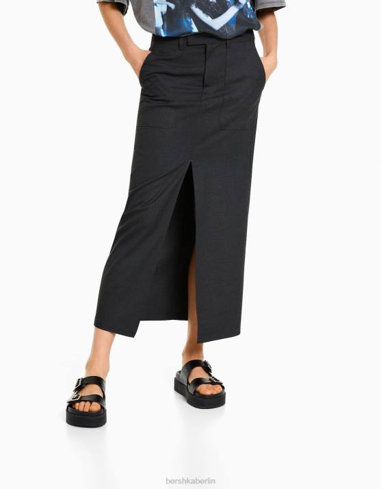 exklusiv Bershka Frauen maßgeschneiderter Midirock H00J1641