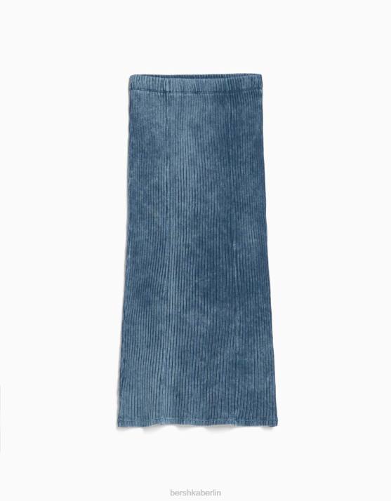 hellblau Bershka Frauen Ausgebleichter Midirock H00J1626