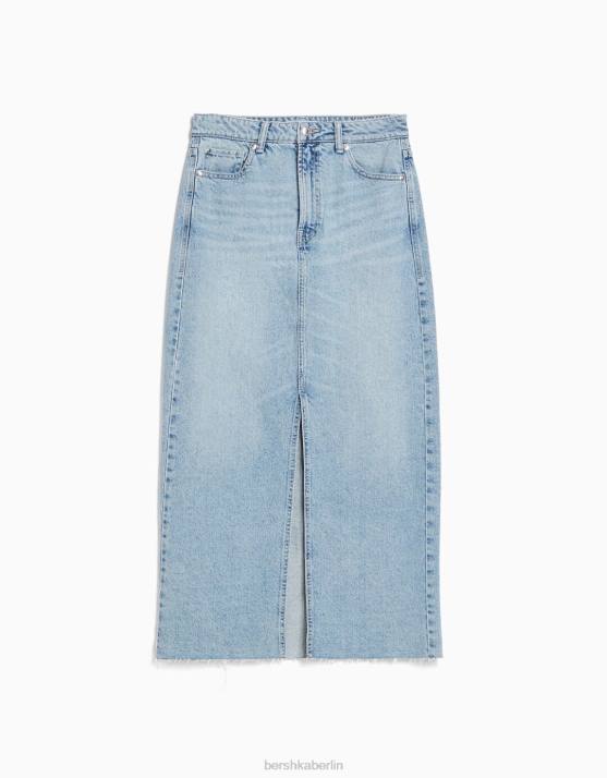 hellblau Bershka Frauen langer Jeansrock H00J1649