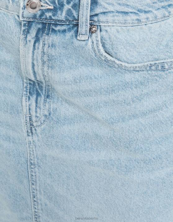 hellblau Bershka Frauen langer Jeansrock H00J1649