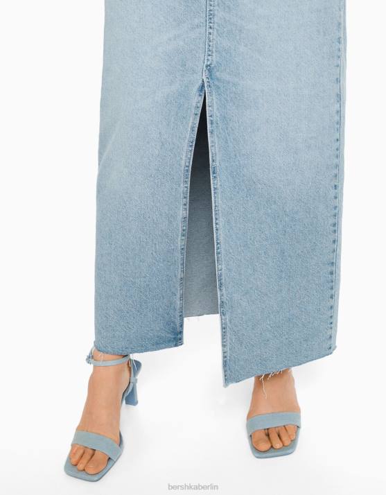 hellblau Bershka Frauen langer Jeansrock H00J1830