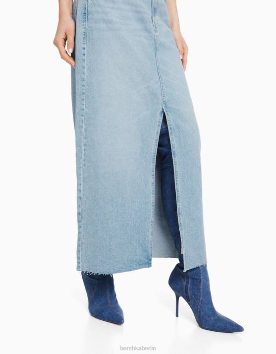 hellblau Bershka Frauen langer Jeansrock H00J1831