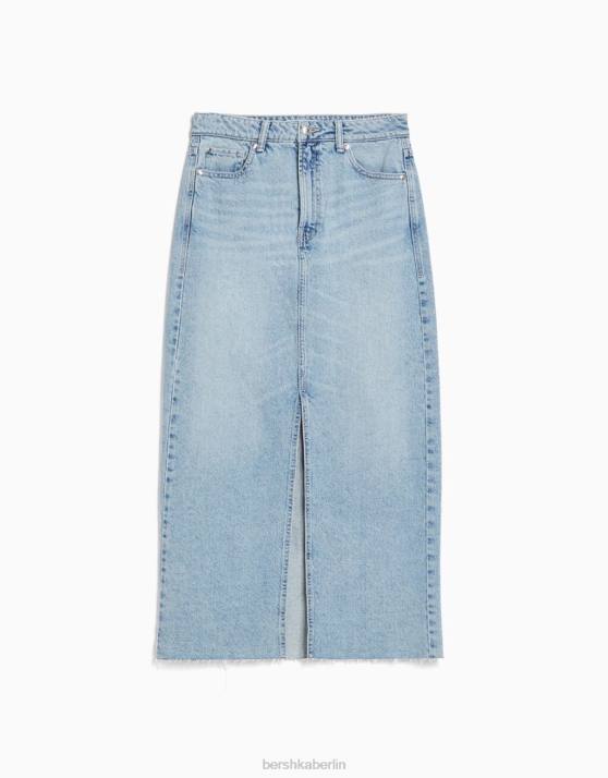 hellblau Bershka Frauen langer Jeansrock H00J1831