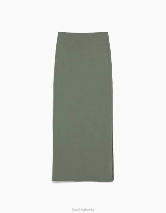khaki Bershka Frauen langer Rock H00J1638