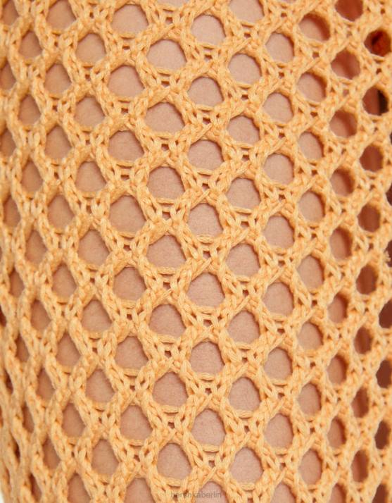 orange Bershka Frauen Gehäkelter Midirock mit Fransen H00J971