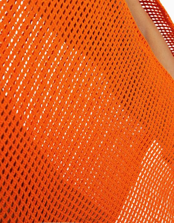 orange Bershka Frauen Mesh-Midirock H00J1642