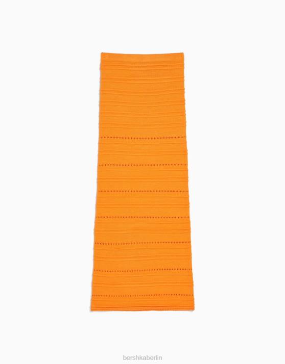 orange Bershka Frauen Offener Midirock aus Strick H00J1883