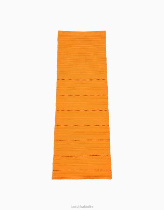 orange Bershka Frauen Offener Midirock aus Strick H00J976