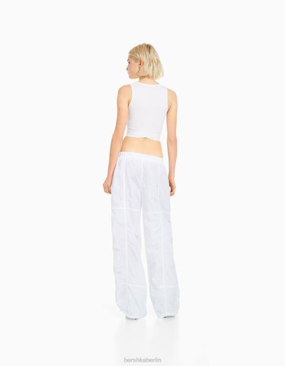 Weiss Bershka Frauen Nylon-Fallschirmhose H00J1332