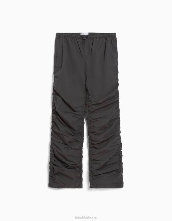 dunkelgrau Bershka Frauen Fallschirmjeans mit seitlicher Raffung H00J1295