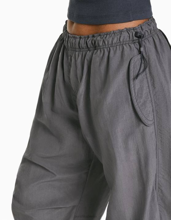 grau Bershka Frauen Nylon-Fallschirm-Jogginghose H00J1312